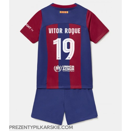 Stroje piłkarskie Barcelona Vitor Roque #19 Koszulka Podstawowej dla dzieci 2023-24 Krótki Rękaw (+ szorty)